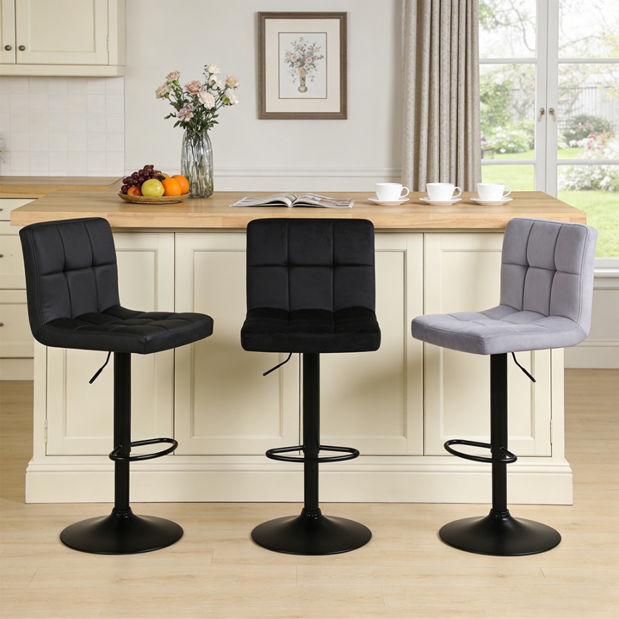 Square back adjustable swivel bar stool